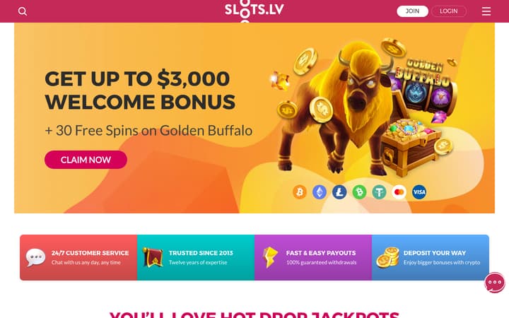Slots.lv home page on desktop, captured 4 October 2026